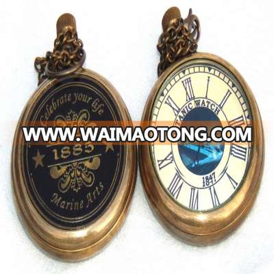 Nautical Antique Brass Titanic Pocket chain watch    Vintage Nautical Pocket chain watch